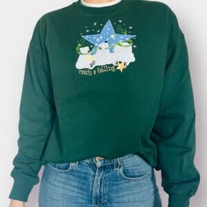 90s winter themed sweatshirt.Three appliqué and embroidered polar bears Sz Large